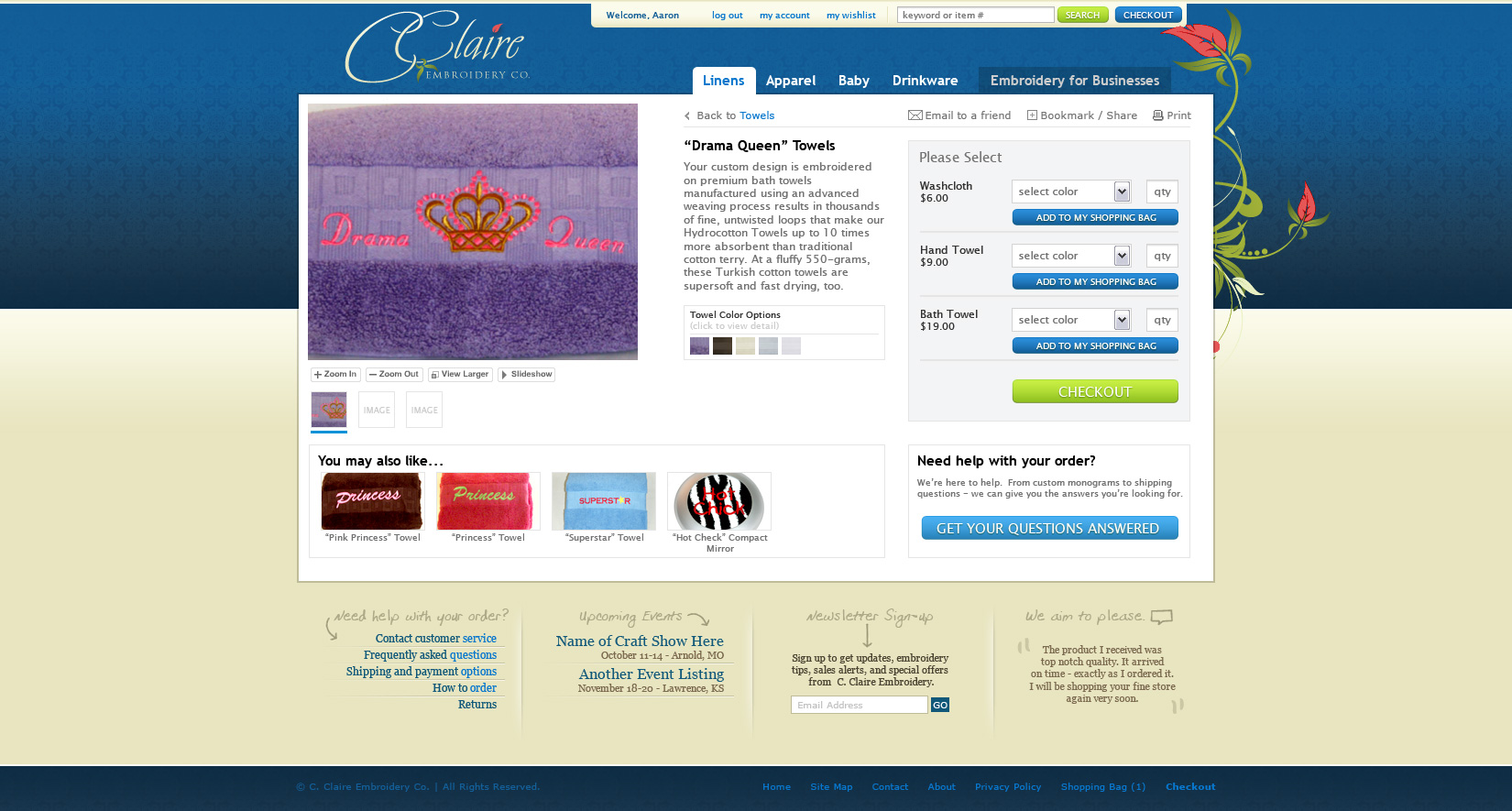 Product detail page layout